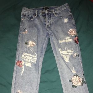 Kendall and Kylie floral ripped jeans